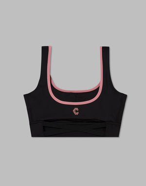 CRONOS WOMEN BACK CROSS BRA【BLACK×PINK】