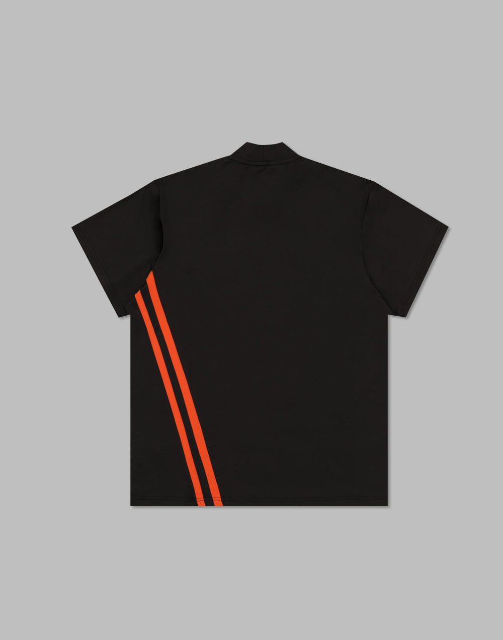 CRONOS BLACK MOCK NECK LINE SHORT SLEEVE SHIRT【BLACK×RED】