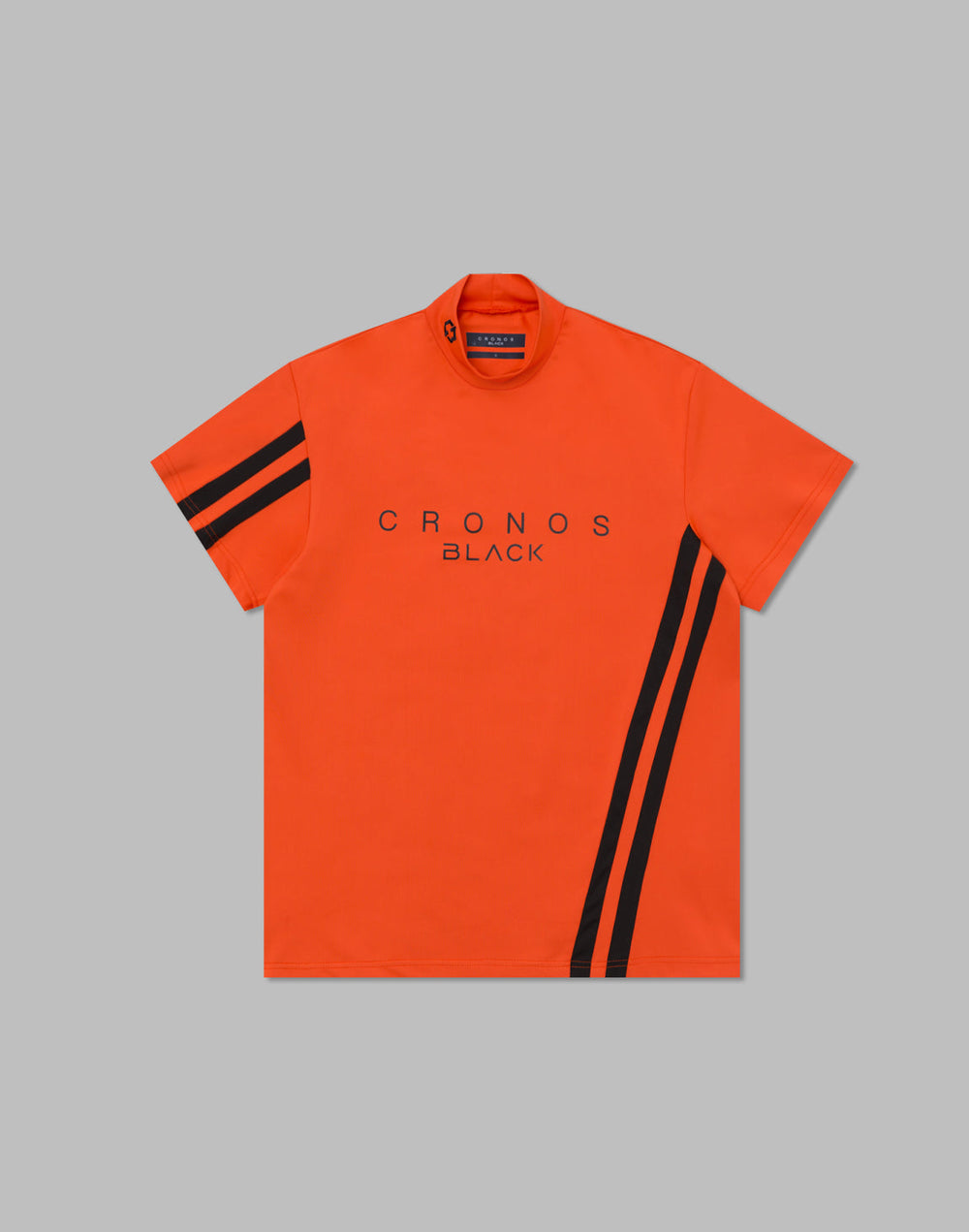 クロノス ブラック モックネックライン ショートスリーブシャツ【レッド】