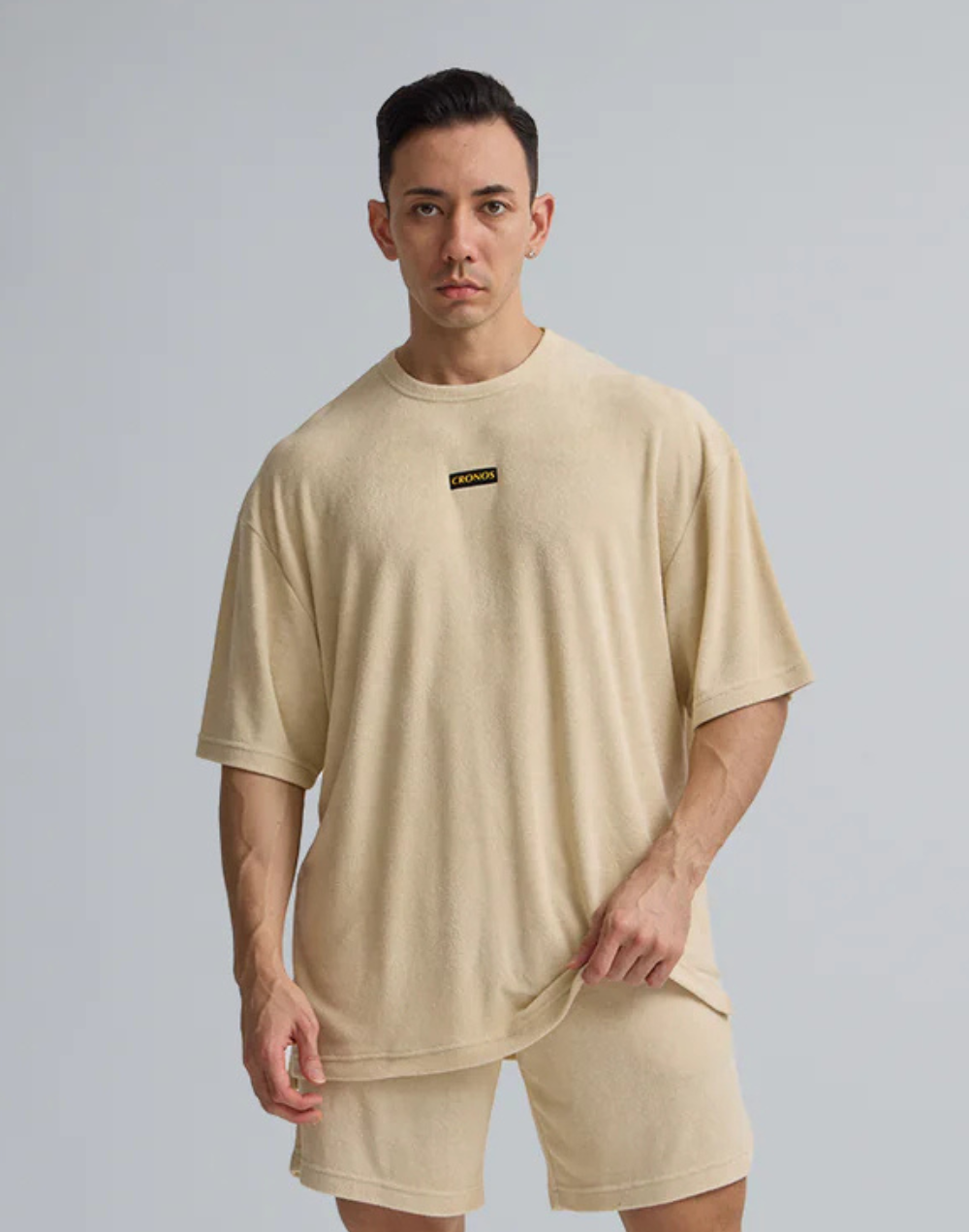 CRONOS EMBROIDERY BOXLOGO BAMBOOPILE T-SHIRT【EGGSHELL】 CRONOS EMBROIDERY BOXLOGO BAMBOOPILE T-SHIRT【EGGSHELL】