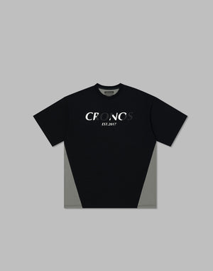 CRONOS FRONT BACK CONTRAST T-SHIRT【BLACK】