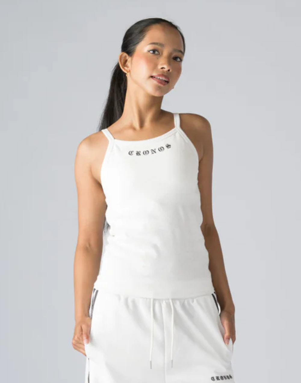 CRONOS BLACK LETTER TANKTOP カップ付き CRONOS WOMEN BLACK LETTER TANKTOP【BLACK】