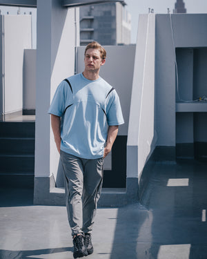 CRONOS Structured Panel over size S/S TEE【L.BLUE】