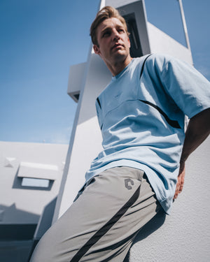 CRONOS Structured Panel over size S/S TEE【L.BLUE】