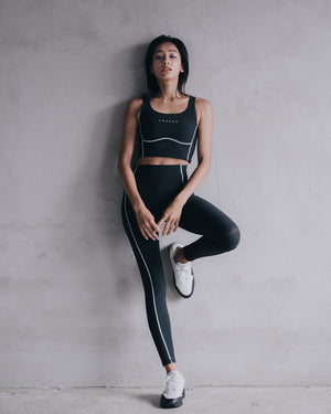 CRONOS WOMEN Cool Touch Rib Leggings【BLACK】