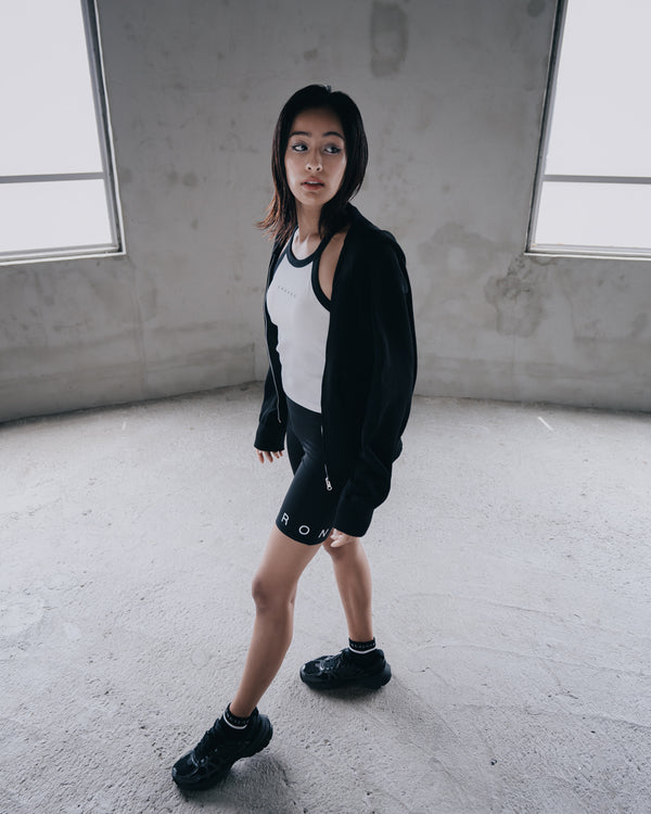 CRONOS WOMEN Summer Mesh Knit Zip Hoodie【BLACK】