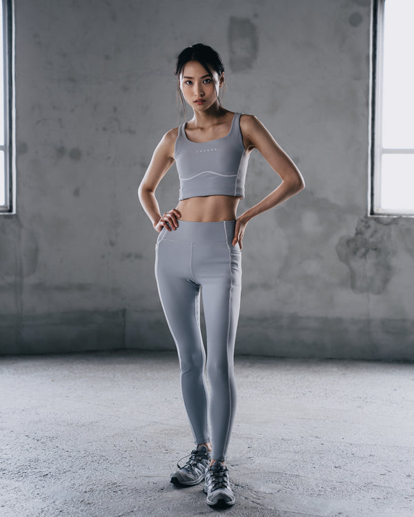 CRONOS WOMEN Cool Touch Rib Leggings【GRAY】