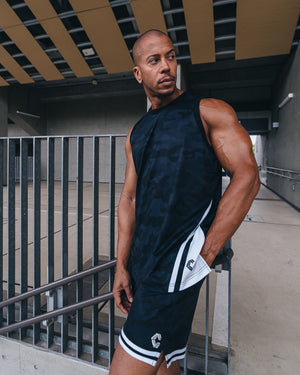 CRONOS TACTICAL CAMO over size SLEEVELESS TEE【BLACKCAMO】
