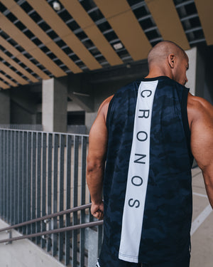 CRONOS TACTICAL CAMO over size SLEEVELESS TEE【BLACKCAMO】