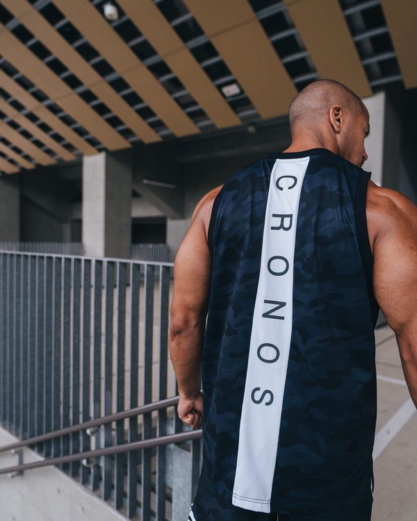 CRONOS TACTICAL CAMO over size SLEEVELESS TEE【BLACKCAMO】