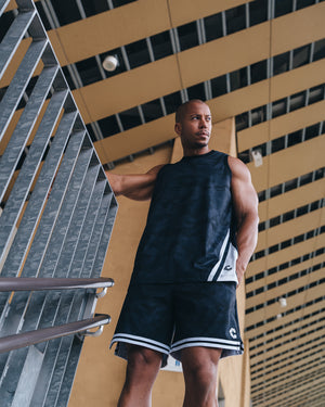 CRONOS TACTICAL CAMO over size SLEEVELESS TEE【BLACKCAMO】