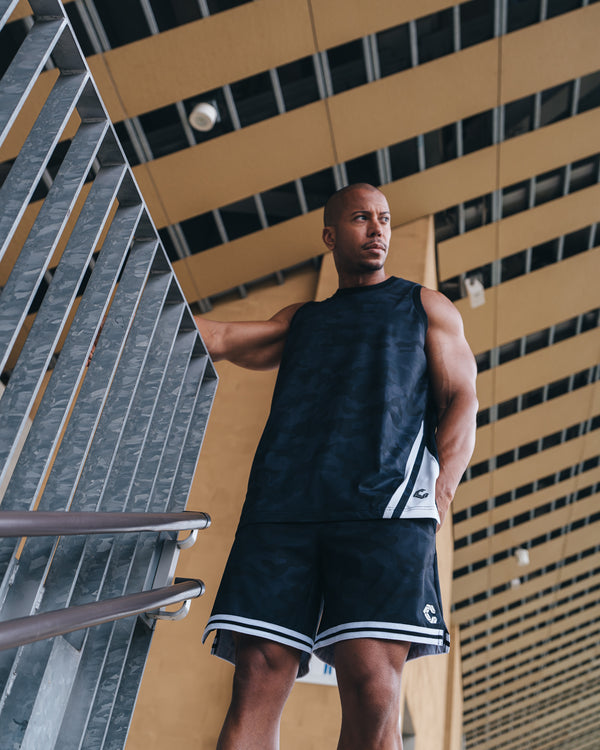 CRONOS TACTICAL CAMO over size SLEEVELESS TEE【BLACKCAMO】
