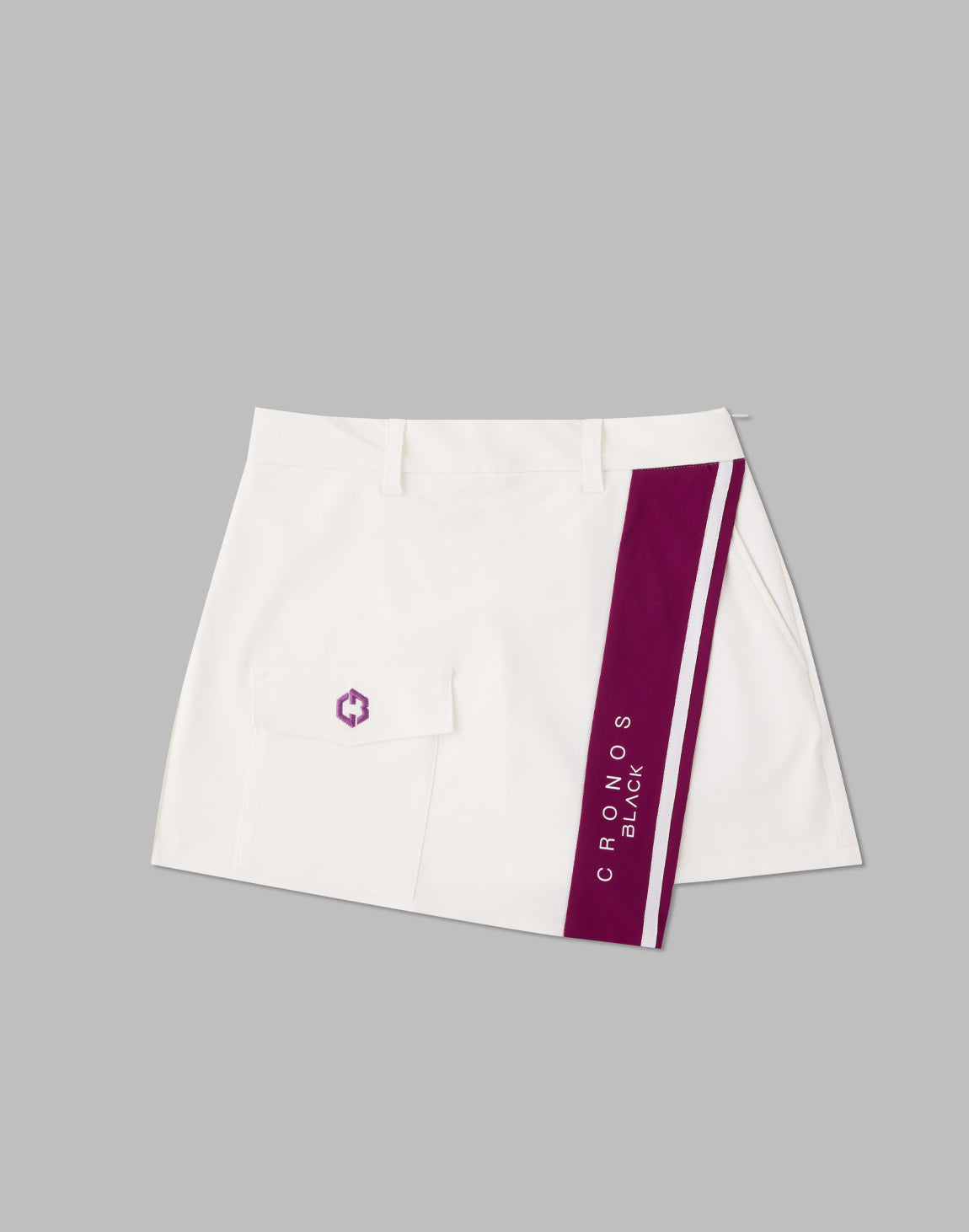 CRONOS BLACK CULOTTE SKIRT【WHITE×PURPLE】