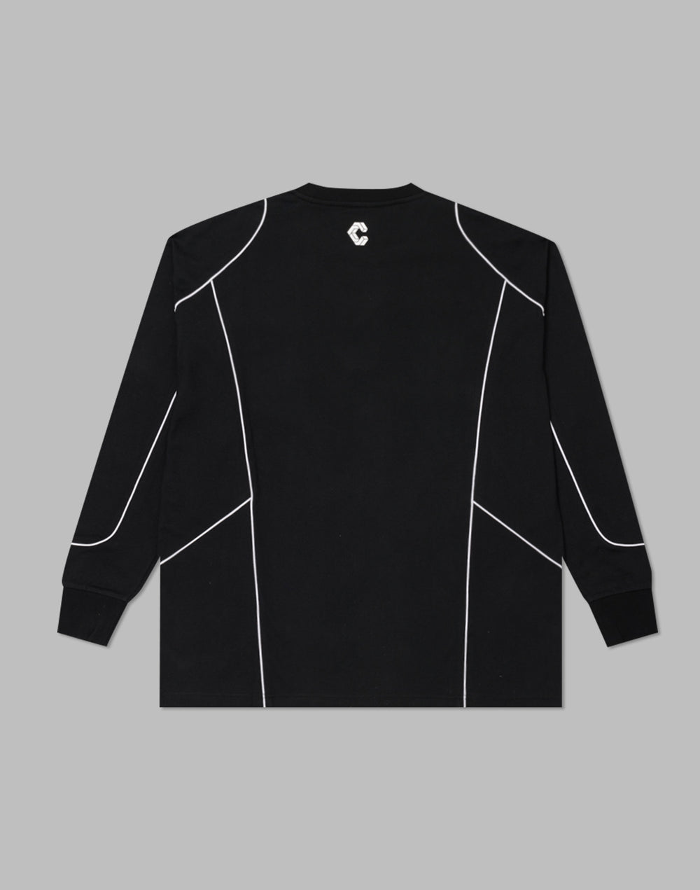 CRONOS Piping design long sleeveT	【BLACK】