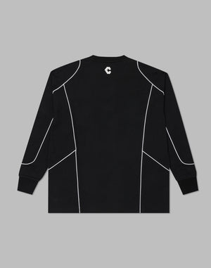 CRONOS Piping design long sleeveT	【BLACK】