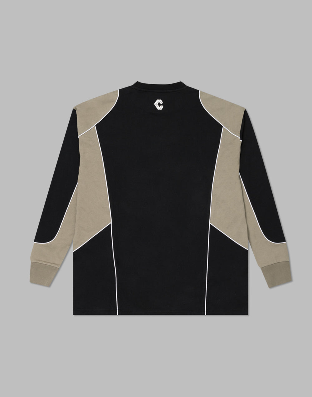 CRONOS Piping design long sleeveT	【BLACK×GREIGE】