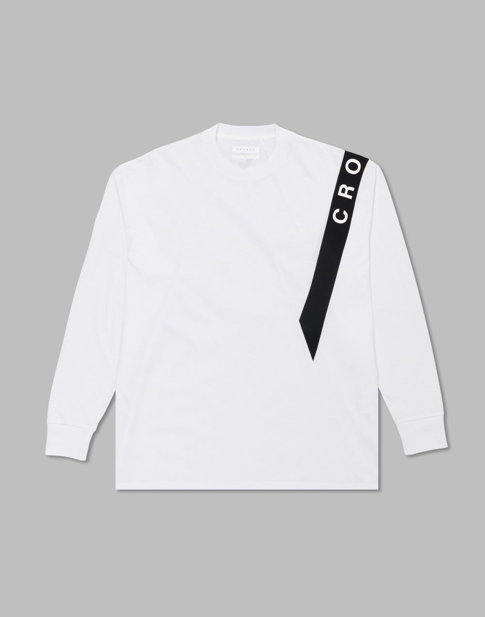 CRONOS ダイアゴナルパネルロングスリーブT 【WHITE】