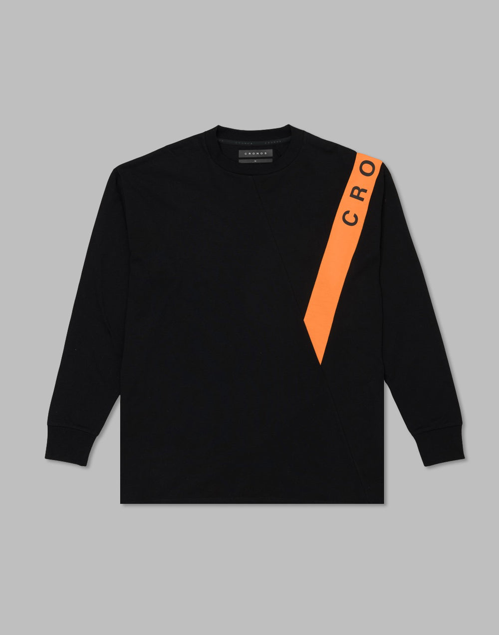 CRONOS ダイアゴナルパネルロングスリーブT 【BLACK×ORANGE】