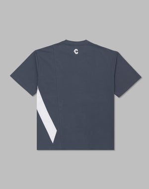 CRONOS Diagonal Panel OverSize T-SHIRT【G.BLUE】