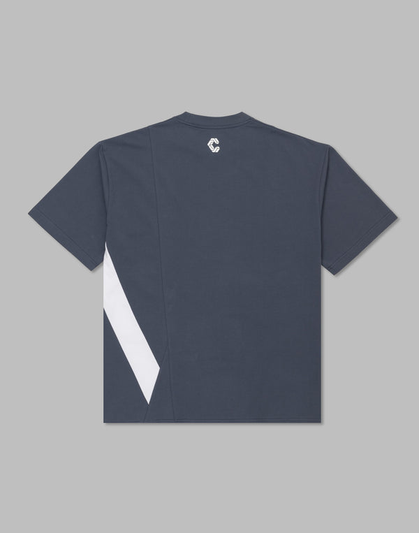 CRONOS Diagonal Panel OverSize T-SHIRT【G.BLUE】