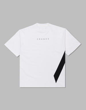 CRONOS Diagonal Panel OverSize T-SHIRT【WHITE】