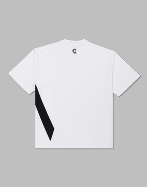 CRONOS Diagonal Panel OverSize T-SHIRT【WHITE】
