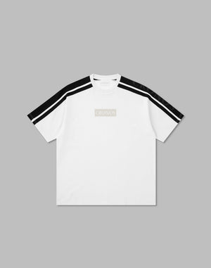 CRONOS W-FACE 2LINE OVERSAIZE T-SHIRTS【WHITE×BLACK】