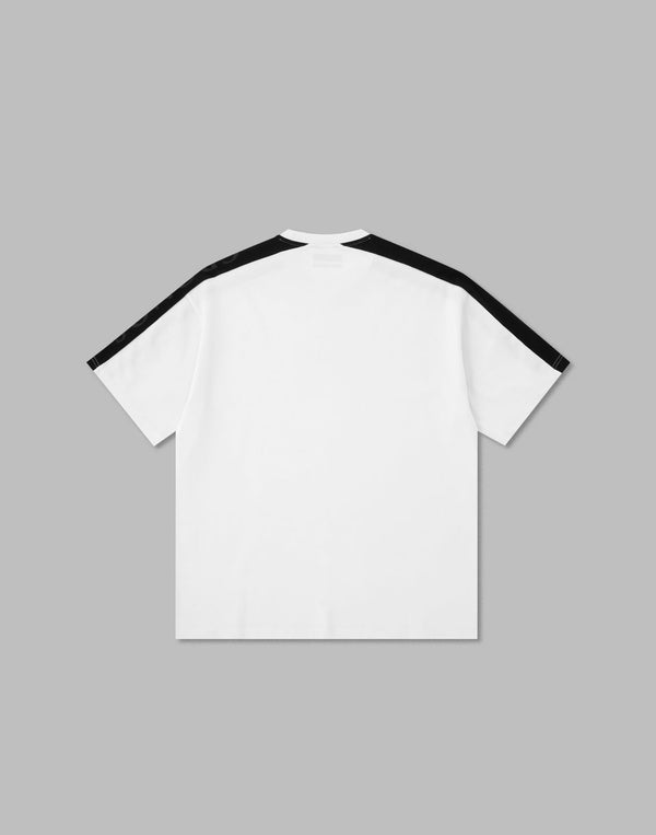 CRONOS W-FACE 2LINE OVERSAIZE T-SHIRTS【WHITE×BLACK】