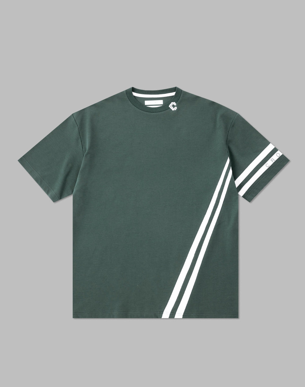 CRONOS ドライタッチ 2ライン オーバーサイズ Tシャツ【D.GREEN】