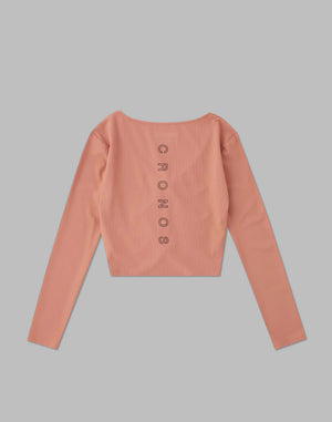 CRONOS WOMEN SHIRRING LONGSLEEVE【PINK】