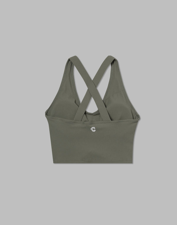 CRONOS WOMEN RIB GATHER BRA【KHAKI】
