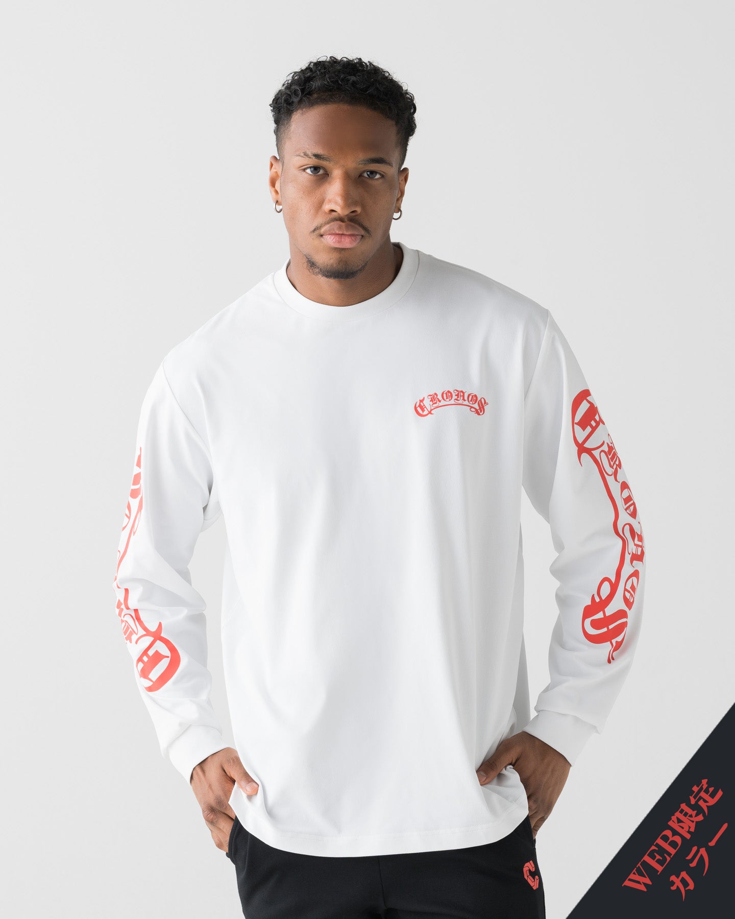 CRONOS BLACKLETTER RASH L/S TEE【WHITE×RED】