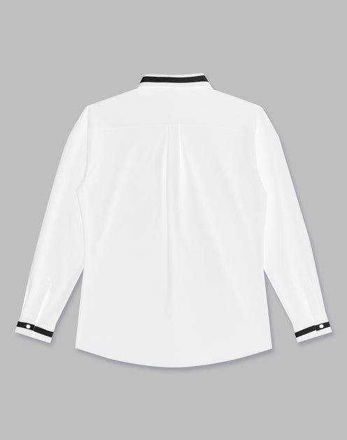 CRONOS BLACK SWITHED COLLAR STRETCH SHIRTS【WHITE】 - クロノス