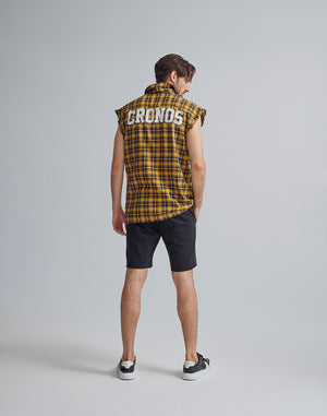 CRONOS BLACK CHECKED SLEEVELESS【YELLOW】