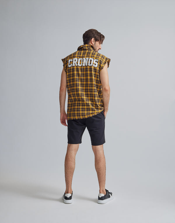 CRONOS BLACK CHECKED SLEEVELESS【YELLOW】