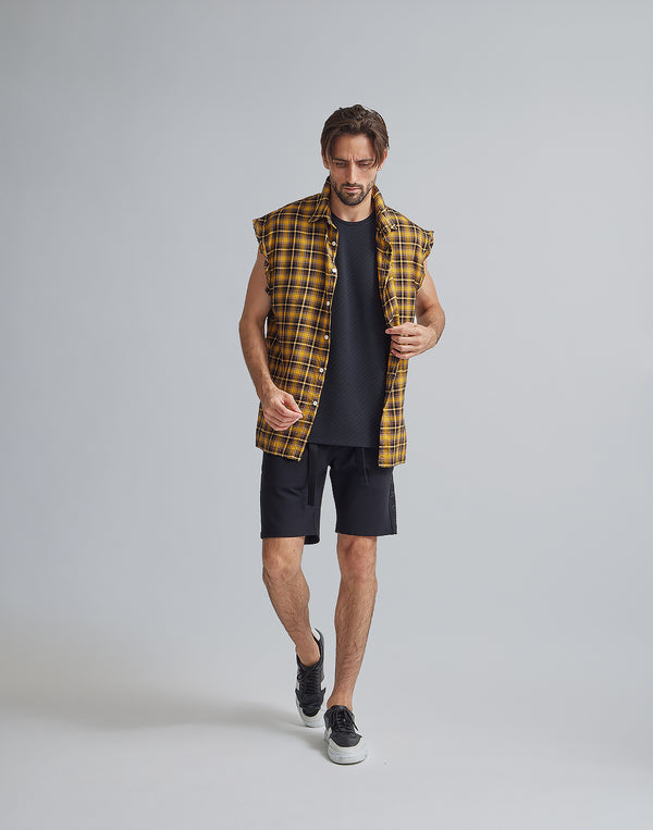 CRONOS BLACK CHECKED SLEEVELESS【YELLOW】