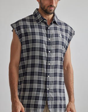CRONOS BLACK CHECKED SLEEVELESS【YELLOW】