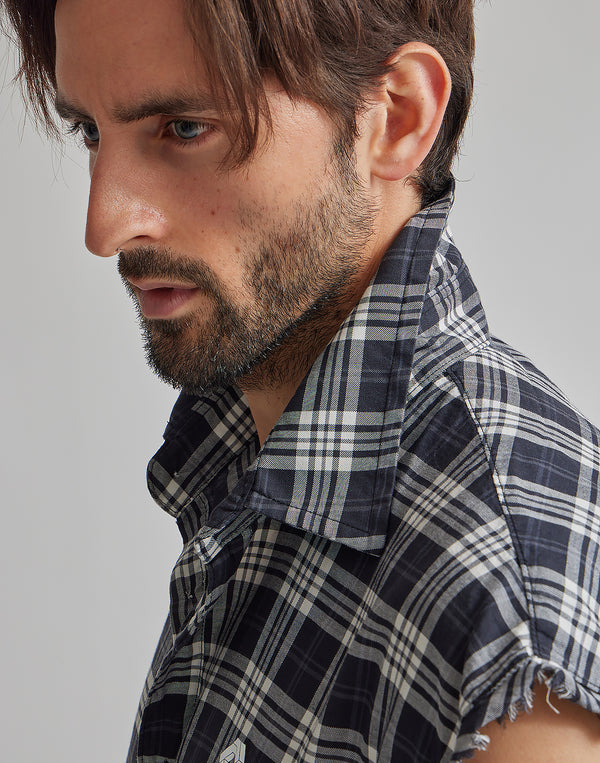 CRONOS BLACK CHECKED SLEEVELESS【YELLOW】