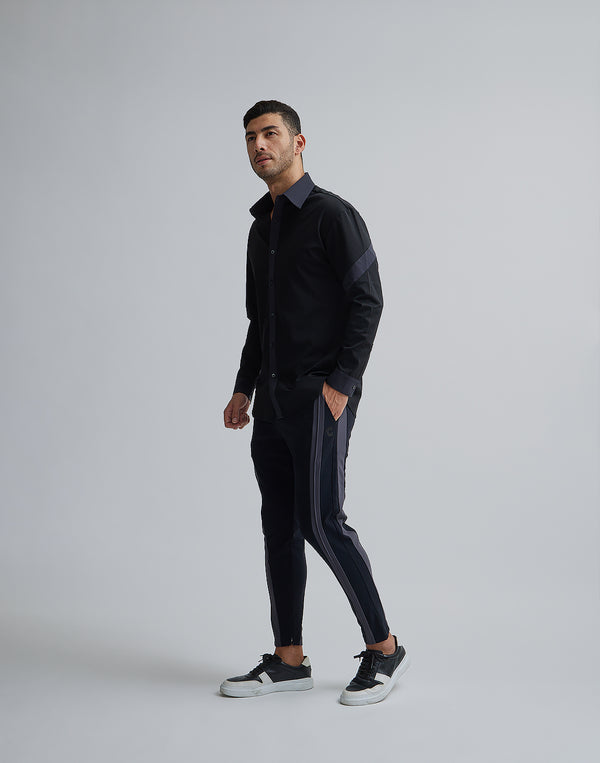 CRONOS BLACK STRETCH SHIRT【WHITE/BLACK】