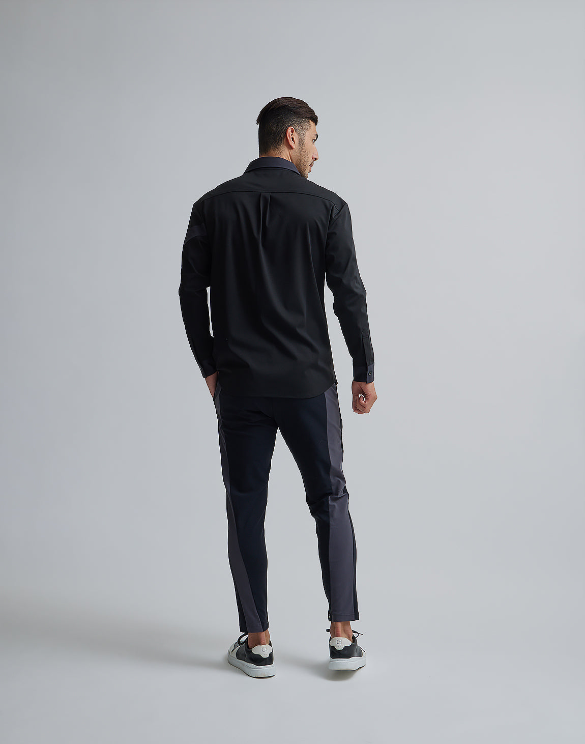 CRONOS BLACK STRETCH SHIRT【WHITE/BLACK】