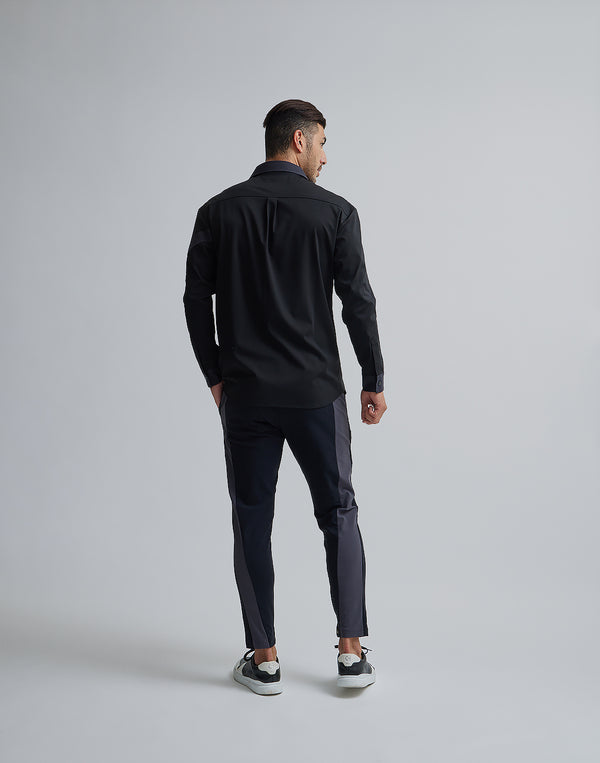 CRONOS BLACK STRETCH SHIRT【WHITE/BLACK】