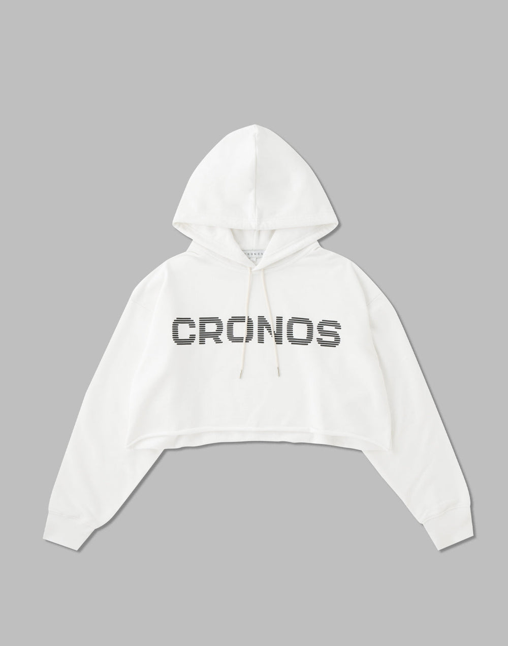 CRONOS WOMEN LOGO SHORT HOODIE【WHITE】
