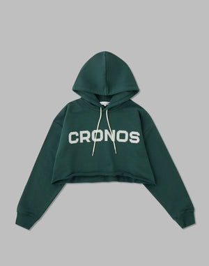 CRONOS 女款 LOGO 短版連帽衫 [綠色]