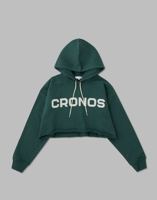 CRONOS 女款 LOGO 短版連帽衫 [綠色]