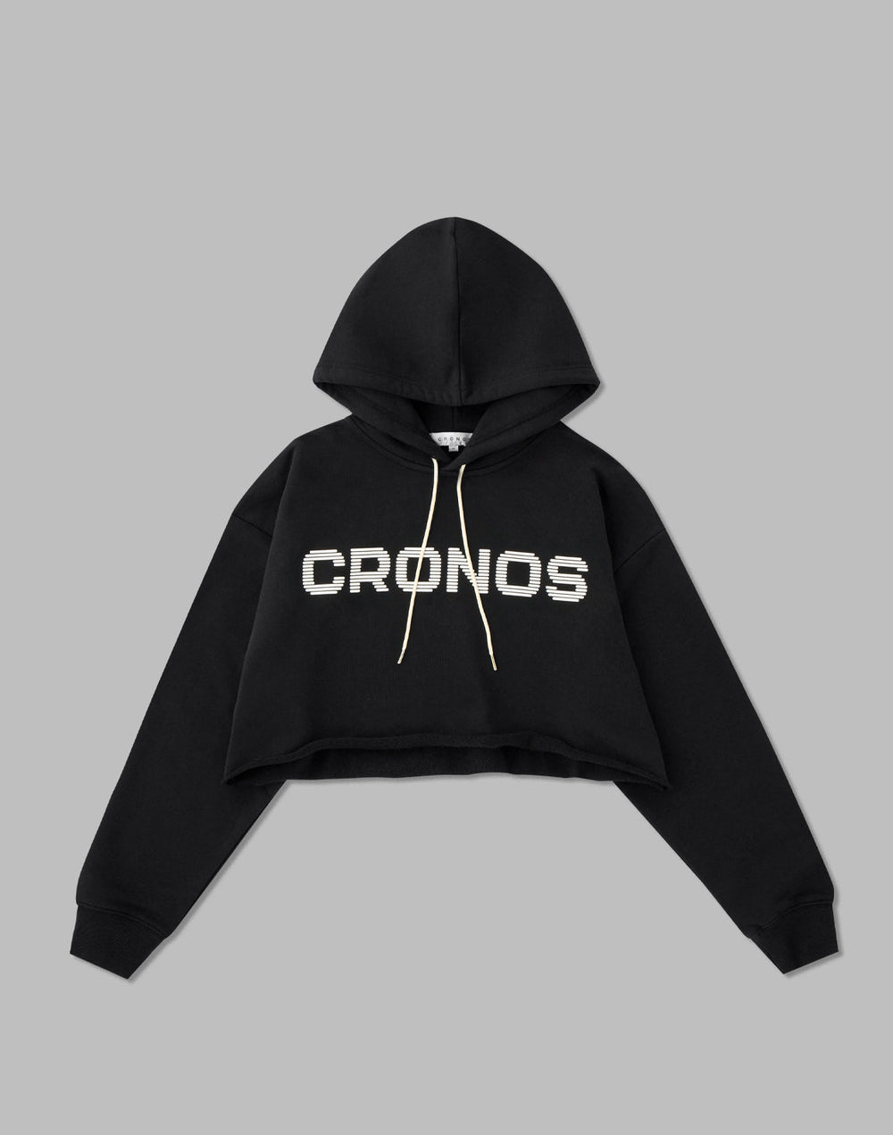 CRONOS WOMEN LOGO SHORT HOODIE【BLACK】