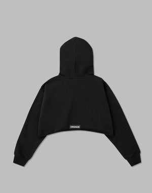 CRONOS WOMEN LOGO SHORT HOODIE【BLACK】