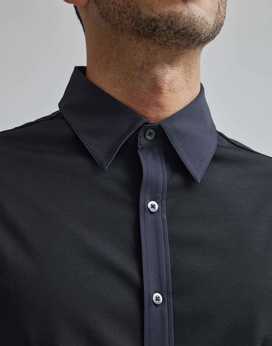 CRONOS 黒 ボタンダウンシャツ 長袖 CRONOS BLACK STRETCH SHIRT【WHITE/BLACK】