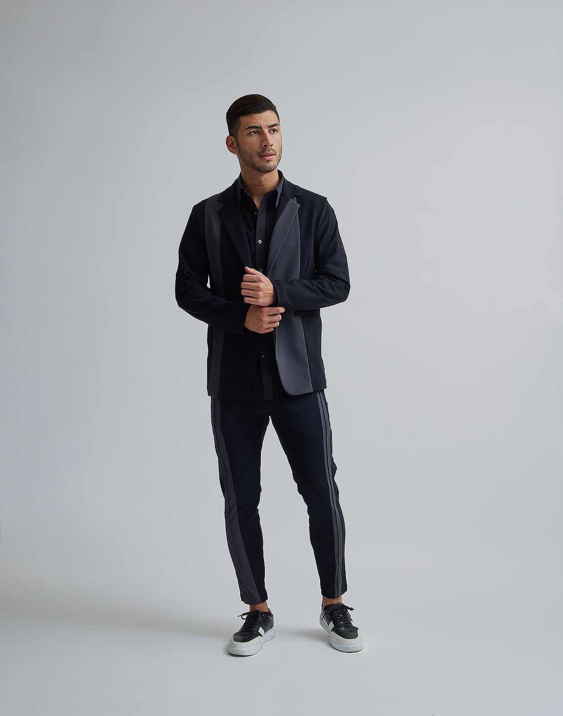 CRONOS BLACK STRETCH SHIRT【WHITE/BLACK】