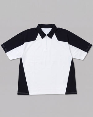 CRONOS BLACK Color-block polo shirt【WHITE】