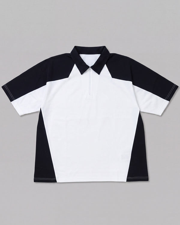 CRONOS BLACK Color-block polo shirt【WHITE】